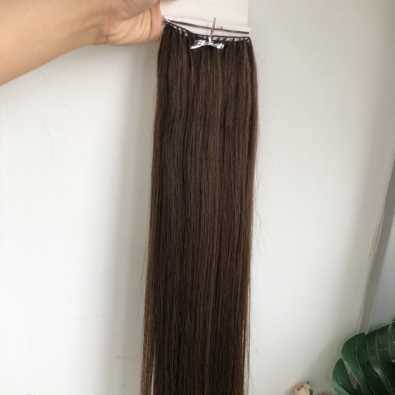 Factory Supply top remy human hair medium brown feather twins hair extensions for woman HJ 056